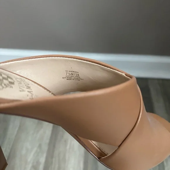 Vince Camuto Averessa Nude Leather Mule Heels - Picture 4 of 6